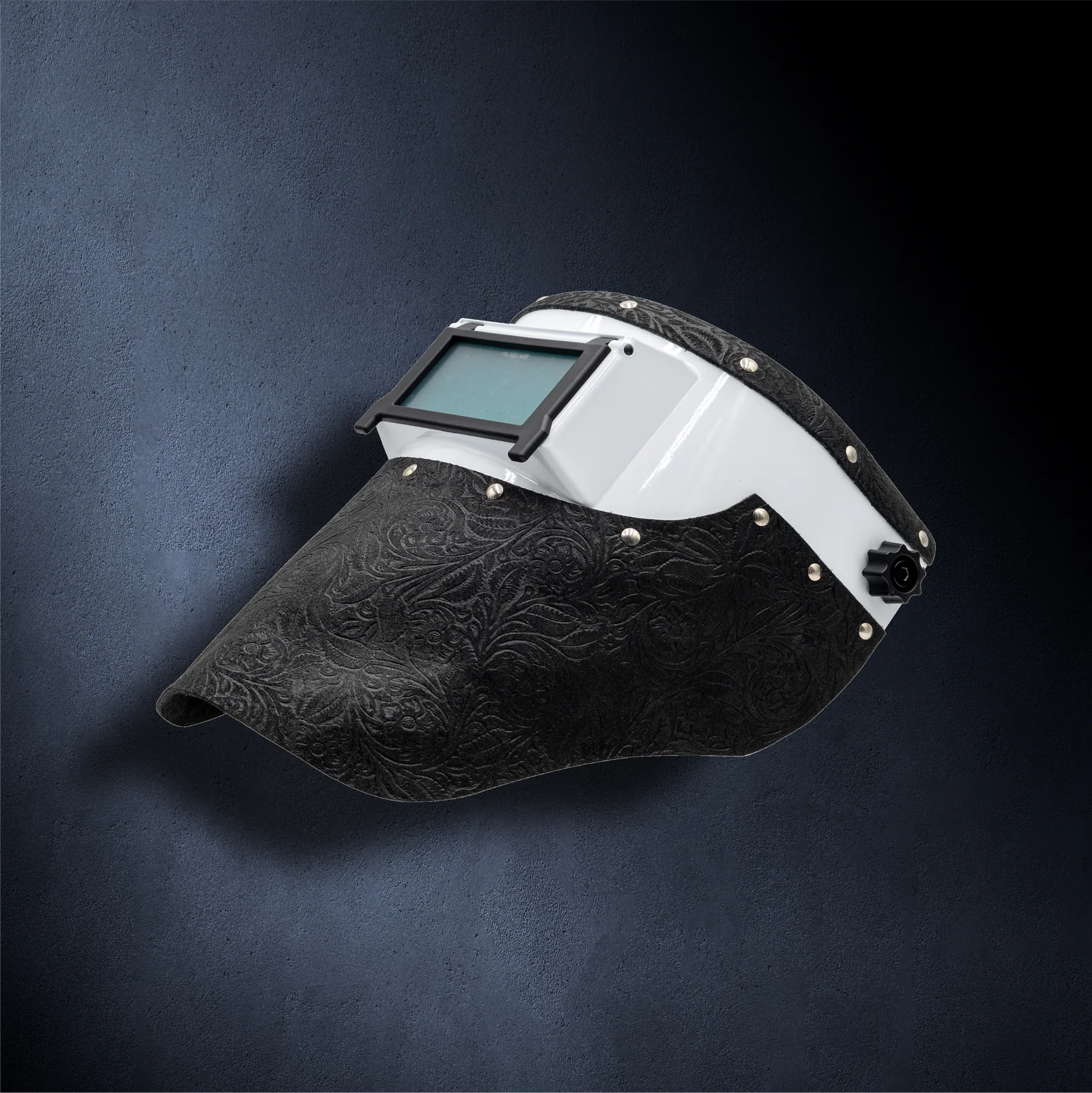 Cagoule de soudure Outlaw Leather Noir Fleurie et blanc